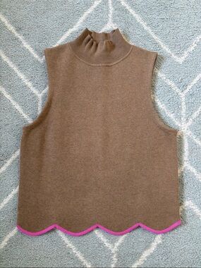 Maeve Tan Ribbed Mock Neck Sweater Size Small